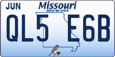 MO license plate QL5E6B