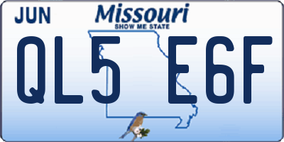 MO license plate QL5E6F