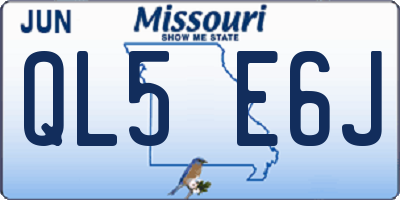 MO license plate QL5E6J