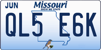 MO license plate QL5E6K