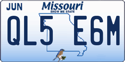 MO license plate QL5E6M