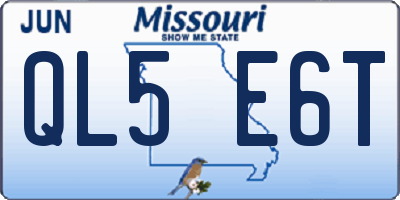 MO license plate QL5E6T