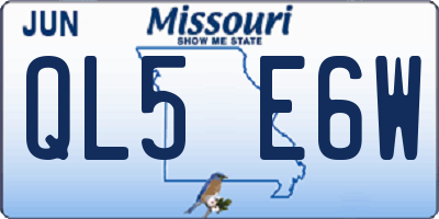 MO license plate QL5E6W