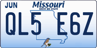 MO license plate QL5E6Z
