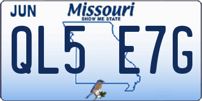 MO license plate QL5E7G