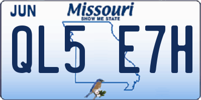 MO license plate QL5E7H