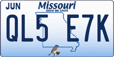 MO license plate QL5E7K