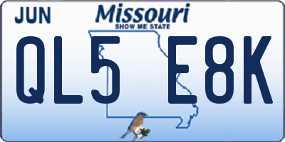 MO license plate QL5E8K