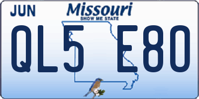 MO license plate QL5E8O