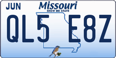 MO license plate QL5E8Z