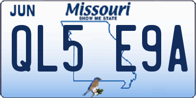 MO license plate QL5E9A