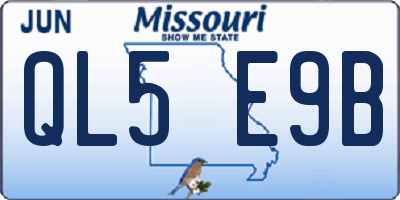 MO license plate QL5E9B