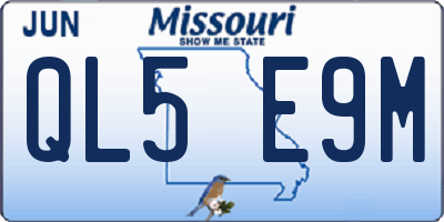 MO license plate QL5E9M