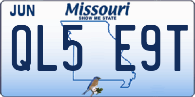 MO license plate QL5E9T