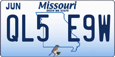 MO license plate QL5E9W