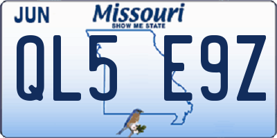 MO license plate QL5E9Z