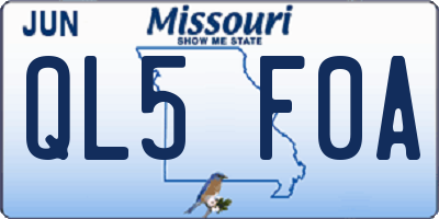 MO license plate QL5F0A