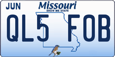 MO license plate QL5F0B
