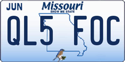 MO license plate QL5F0C