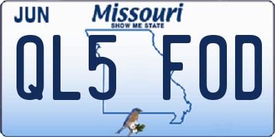 MO license plate QL5F0D