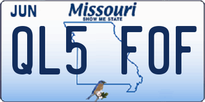 MO license plate QL5F0F