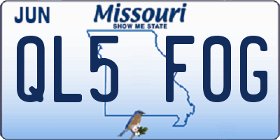 MO license plate QL5F0G