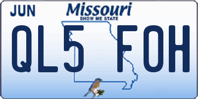 MO license plate QL5F0H