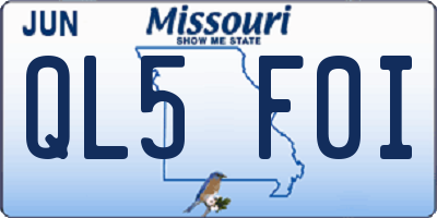 MO license plate QL5F0I