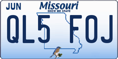 MO license plate QL5F0J