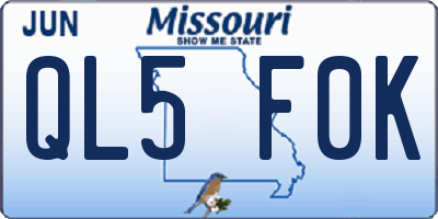 MO license plate QL5F0K