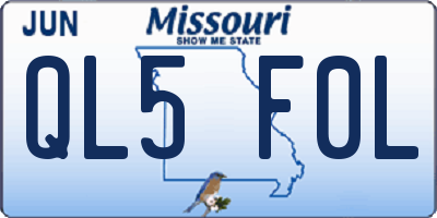 MO license plate QL5F0L
