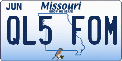 MO license plate QL5F0M