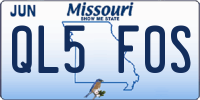 MO license plate QL5F0S
