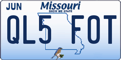 MO license plate QL5F0T