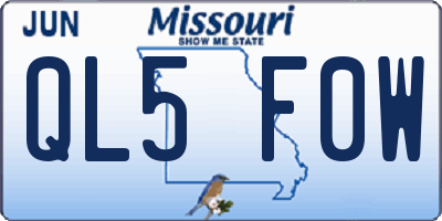 MO license plate QL5F0W