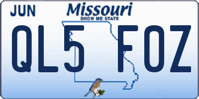 MO license plate QL5F0Z