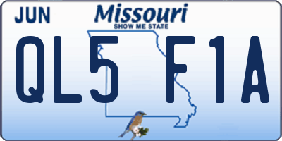 MO license plate QL5F1A