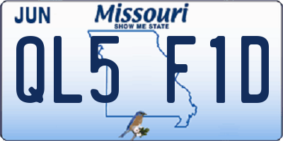 MO license plate QL5F1D