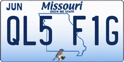 MO license plate QL5F1G