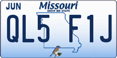 MO license plate QL5F1J