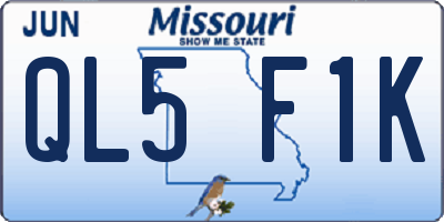MO license plate QL5F1K