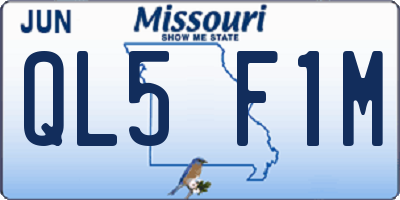 MO license plate QL5F1M