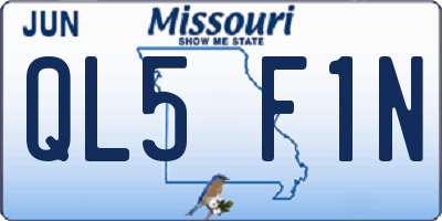 MO license plate QL5F1N