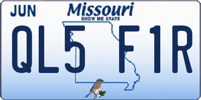 MO license plate QL5F1R