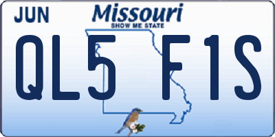 MO license plate QL5F1S