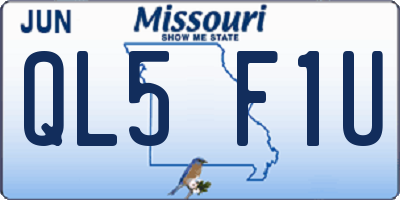 MO license plate QL5F1U