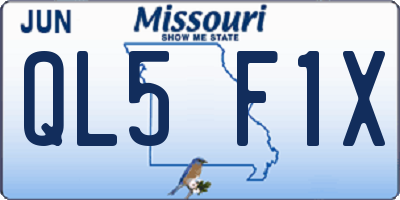 MO license plate QL5F1X