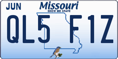 MO license plate QL5F1Z