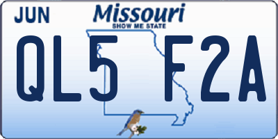 MO license plate QL5F2A