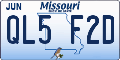 MO license plate QL5F2D